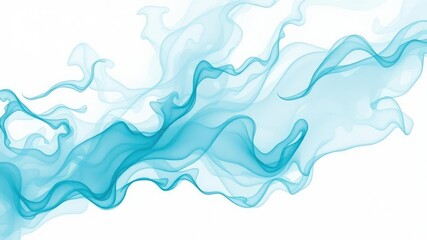 Swirling clouds of turquoise and silver mist on a creamy white canvas background, abstract artistic style, ethereal atmosphere