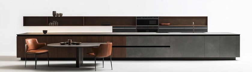 Obraz premium A styled kitchen counter against a white background.