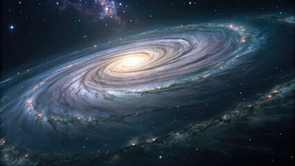 Fototapeta premium Swirling Cosmic Vortex with Music Ripples, sound waves propagation, cosmic vortex, swirling clouds, music disturbance