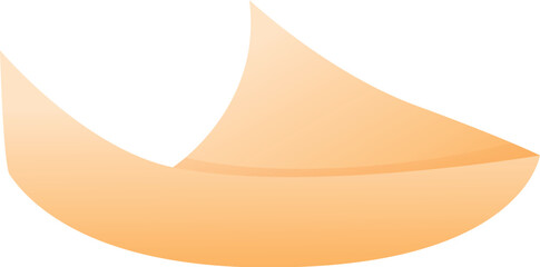 Light orange folded paper corner creating an abstract sailboat shape with gradient effect, isolated on white background