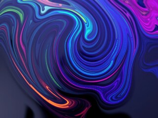 Swirling holi colors blended with an oil slick effect on a glossy black surface, creative style, holi colors