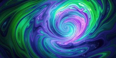 Swirling green and purple vortex in a mystical portal, fantasy world, bohemian decor, vibrant textures