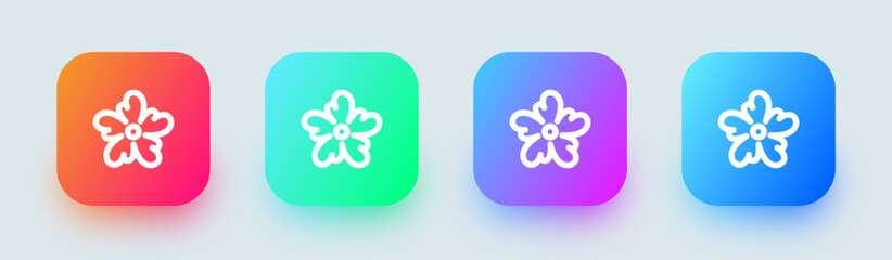 Bloom line icon in square gradient colors. Flower signs vector illustration.