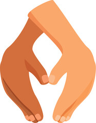 Interracial couple making heart shape with hands, interracial love and relationship concept