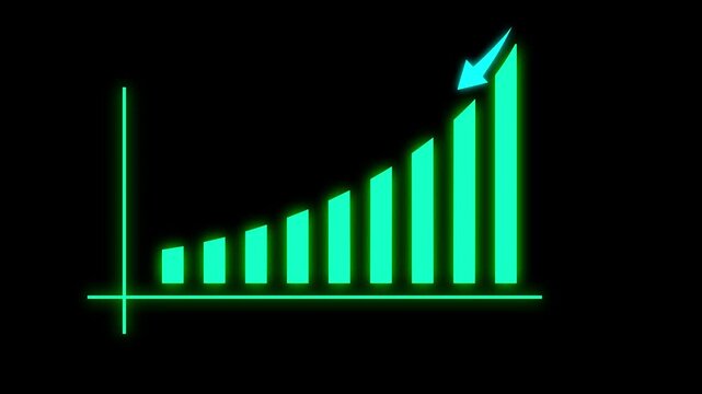 Animated down graph icon designed in flat icon style, business or finance concept icon.Business loss concept on black background.