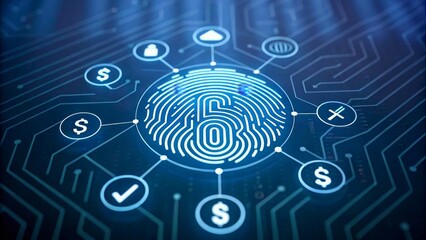 Fototapeta premium Digital fingerprint concept representing security, finance, technology, and data protection systems