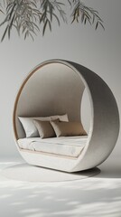 A sleek and elegant living space contained within a pod capsule.