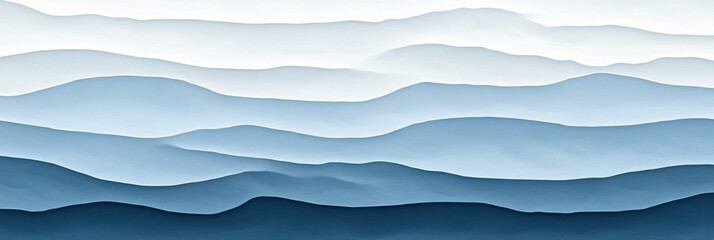 Fototapeta premium Minimalist Landscape Abstract 3D Waves in Gentle Blue Gradient, Background for Design Project
