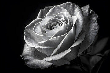 Elegant Black and White Rose With Soft Petals and Bold Contrast