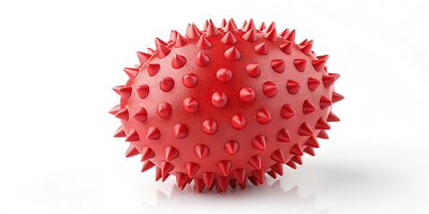A Vibrant Red Spiky Massage Ball Isolated on a White Background, Perfect for Therapy and Relaxation