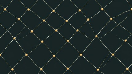 Fototapeta premium Gold dots diamond pattern on dark textile background, design element