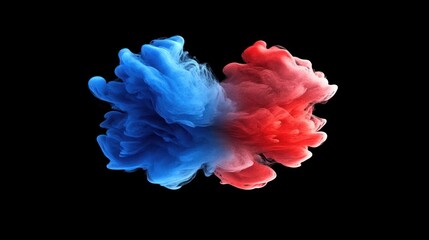 Obraz premium Red blue ink swirling, abstract art, black background, design element