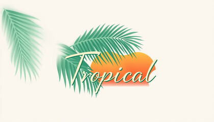 Obraz premium A tropical-themed minimalist logo featuring green palm leaves and the word 