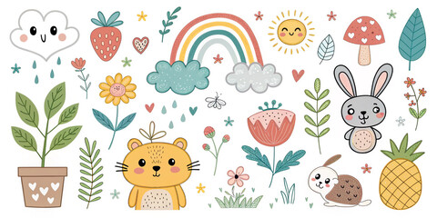 Adorable Hand-Drawn Doodle Elements for Fun Designs
