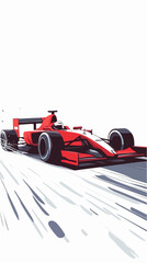 Racing car illustration. Formula one. Motorsport.	