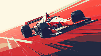 Racing car illustration. Formula one. Motorsport.	