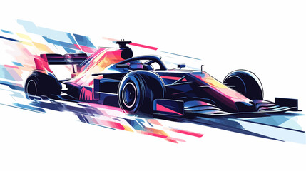 Racing car illustration. Formula one. Motorsport.	