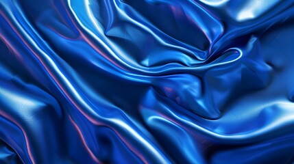 Fototapeta premium A blue fabric with a shiny, silky texture