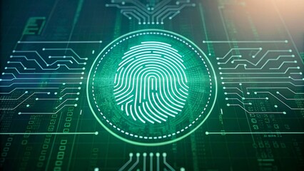 Obraz premium Digital fingerprint technology with network connections and cyber security concept