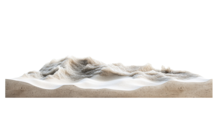 Fluffy beige mountain range on transparent background representing softness and comfort