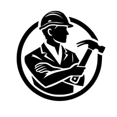 Construction Worker with Hammer: Industry, Labor, and Construction Symbol