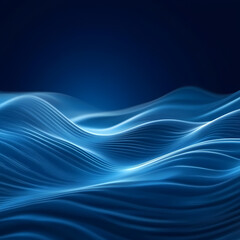 Fototapeta premium Abstract blue background with wavy lines and curves, 3D rendering illustration of abstract waves in light and dark shades, blue background with flowing wavy lines