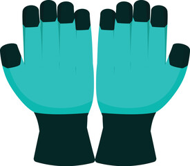 Turquoise winter gloves with black details, offering protection and warmth during cold weather