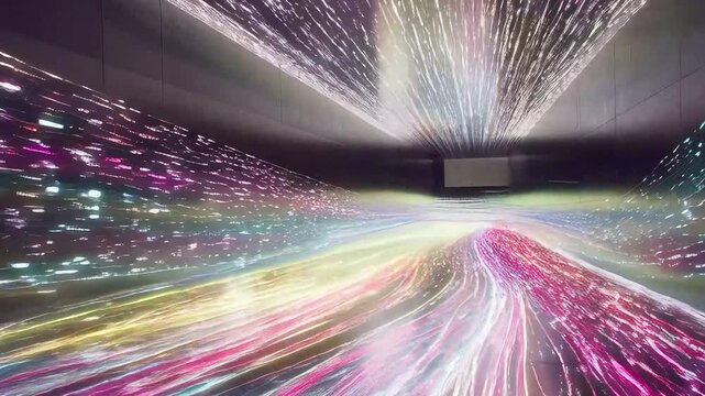 Encrypted data streams flowing in a secure cyber vault, futuristic digital protection, visual representation of encrypted data protection in futuristic environment.