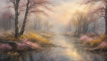 Fototapeta premium Peaceful Landscape with Reflective Water