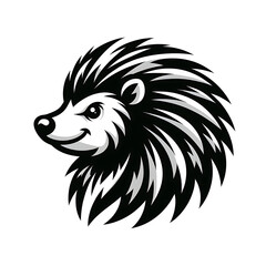 Fototapeta premium porcupine head mascot black logo design isolated on white background