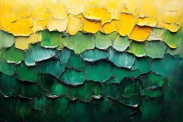 Obraz premium Abstract Oil Painting with Vibrant Green and Yellow Hues