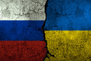 Russia vs Ukraine conflict concept design with both flags. War between Ukraine and Russia concept...