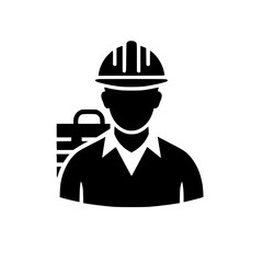Construction Worker Icon: A symbol of labor, construction, and engineering. This image depicts a worker wearing a hardhat, signifying safety and expertise in the industry.