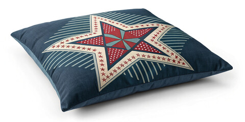Obraz premium Stylish Star Decorative Pillow Isolated on White Background for Cozy Spaces