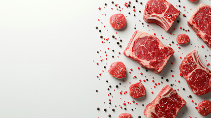 Fototapeta premium 3d render of fresh meat, isolated on white background, fresh, clearly visible details.