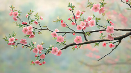 Obraz premium A photograph of tree branches adorned with flowers, showcasing summer and spring elements as photo overlays.