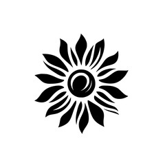 Elegant Black and White Sunflower Design: Simple Floral Botanical Icon, Perfect for Nature Lovers and Minimalist Decor