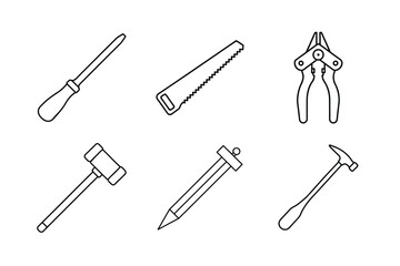 Basic Hand Tools line art icon 