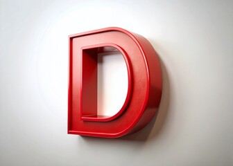 Aerial View of Handwritten Red Capital D Letter Isolated on White Background - Drone Photography Stock Photo