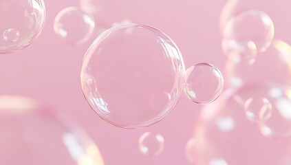 Delicate Pink Bubbles Floating Against a Soft Background