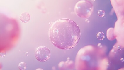 Delicate Pink Bubbles Floating Against a Soft Background