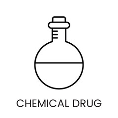 A round bottom flask icon in vector, with measurement lines, symbolizing laboratory equipment, with an editable stroke