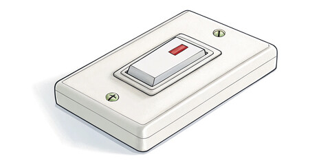 Sleek White Light Switch Isolated on White Background for Modern Interiors