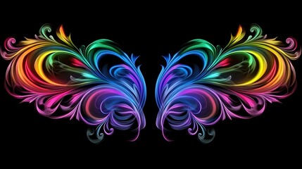 Rainbow Floral Wings Abstract Design Artwork