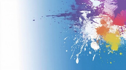 Obraz premium Abstract colorful paint splashes on blue background.