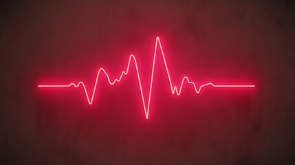 Pink Neon Heartbeat Line Art On Wall