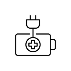 Battery health outline icons, minimalist vector illustration ,simple transparent graphic element .Isolated on white background