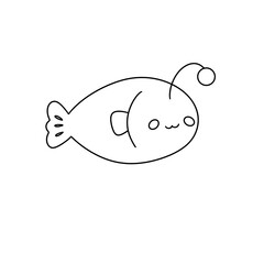 A cartoon fish with a big head and a small body
