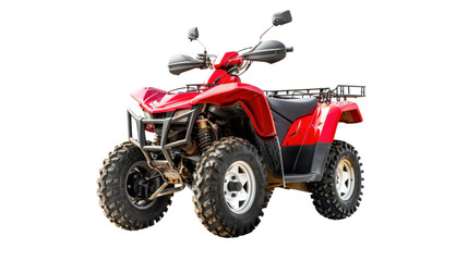 Red atv quad bike isolated on transparent background