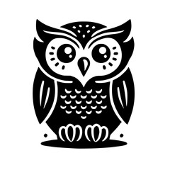 Cute Black and White Owl Illustration: A charming graphic design featuring a stylized owl, perfect for various applications.